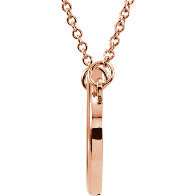 Geo Oval 14k Solid Rose Gold Pendant With 16" Chain   - view 2