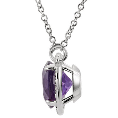 Amethyst Center 0.05 CTW Accent Diamond 14k White Gold Necklace - view 2 of 2