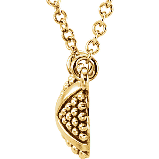 Beaded XO Design 14k Gold Pendant With 18" Chain - view 3