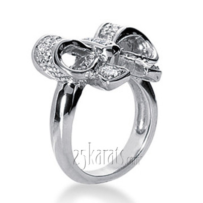 0.58 ct. t.w. Pave Set Ribbon Diamond Fancy Ring - view 2 of 2