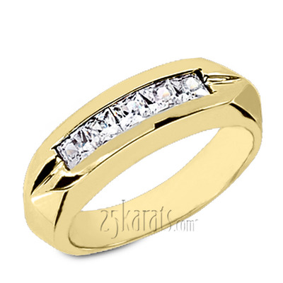 Classic Five Stone Channel Set Men Diamond Ring (0.85 ct.tw) - view 3 of 6