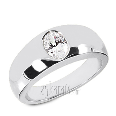 Oval Diamond Solitaire Man Ring (7x5mm) - view 1 of 4