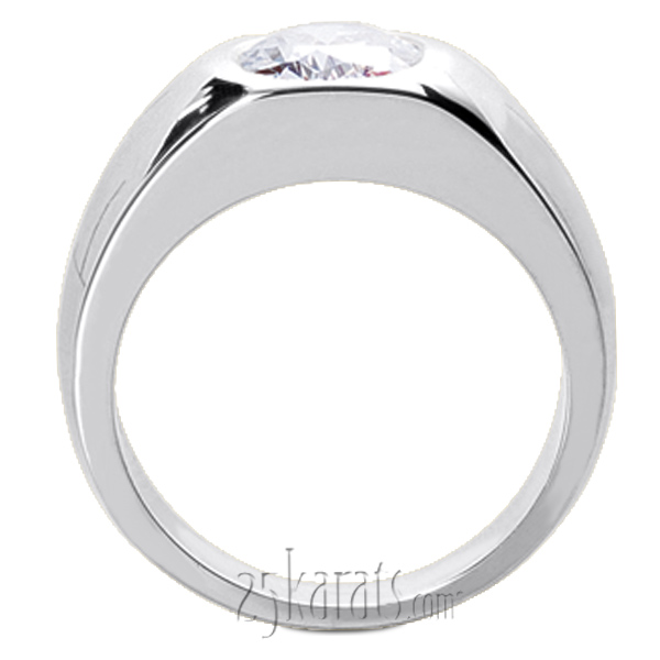 Oval Diamond Solitaire Man Ring (7x5mm) - view 3