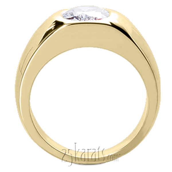 Oval Diamond Solitaire Man Ring (7x5mm) - view 4