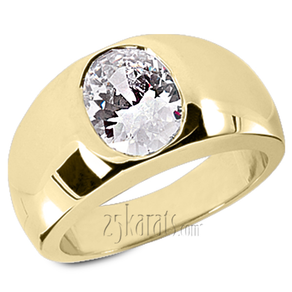 Oval Diamond Solitaire Men's Ring (10x8mm) - view 2