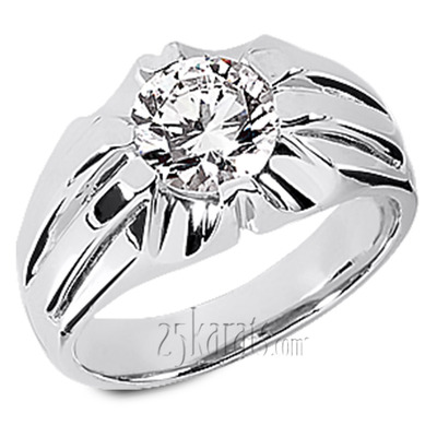 Round Cut Solitaire Fancy Diamond Man Ring (1.50ct) - view 3 of 4