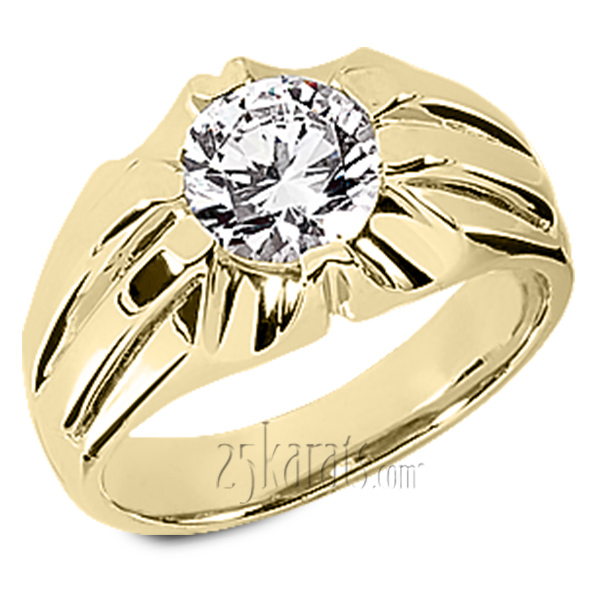 Round Cut Solitaire Fancy Diamond Man Ring (1.50ct) - view 4