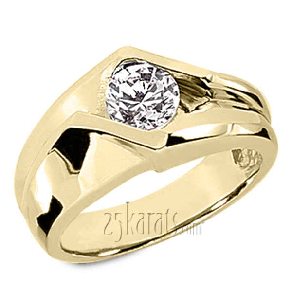 Dazzling Bar Set Round Diamond Solitaire Men's Ring (1.00ct) - view 2