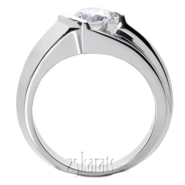 Dazzling Bar Set Round Diamond Solitaire Men's Ring (1.00ct) - view 3