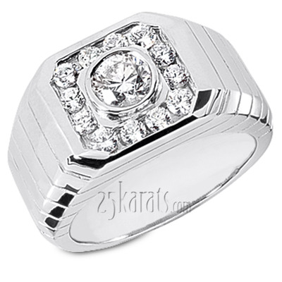 Halo Style Set Fancy Diamond Men's Ring (0.68.ct.tw)