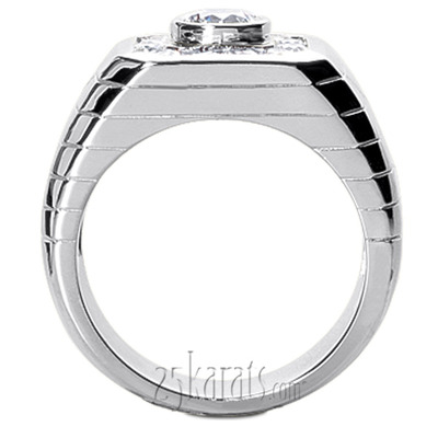 Halo Style Set Fancy Diamond Men Ring (0.68.ct.tw) - view 3 of 4