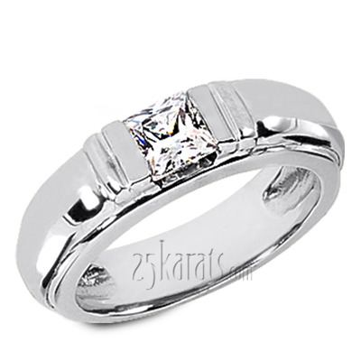 Graceful Princess Cut Solitaire Men's Diamond Ring 