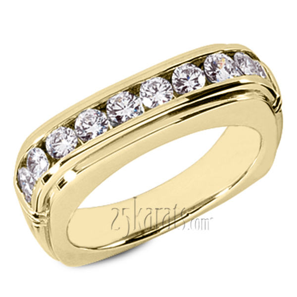 Curved Edged Classy Diamond Man Ring (1.00 ct.tw) - view 2