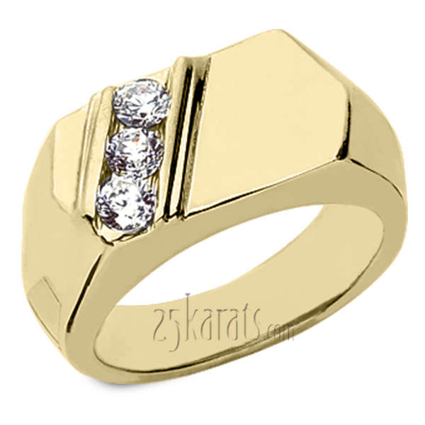 Diagonal 3-Stone Men's Diamond Ring (0.45 ct.tw) - view 2