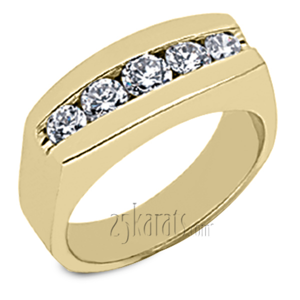 Flat Top Channel Set Diamond Man Ring (1.14 ct.tw) - view 2