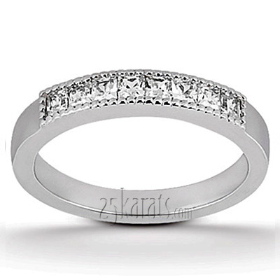 Princesss Cut Channel Set Milgrain Edge Diamond Wedding Ring (0.40 ct.tw.) - view 1 of 5