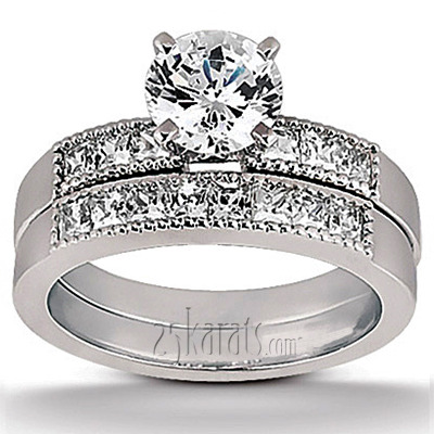 Princesss Cut Channel Set Milgrain Edge Diamond Wedding Ring (0.40 ct.tw.) - view 3 of 5