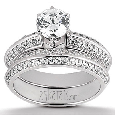 Double Row Pave Set Round Diamond Bridal Ring - view 7 of 7