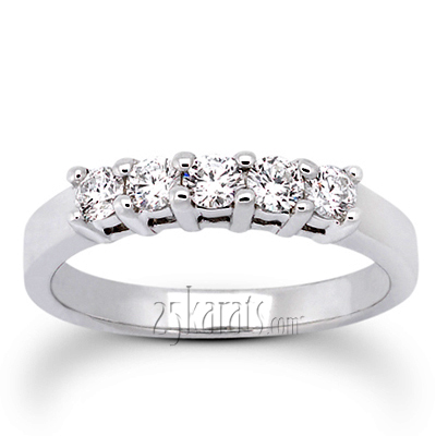 Five Stone Round Cut Prong Set  Diamond Anniversary Ring (0.50 ct.tw) - view 1