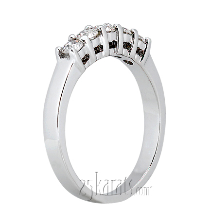 Five Stone Round Cut Prong Set  Diamond Anniversary Ring (0.50 ct.tw) - view 3