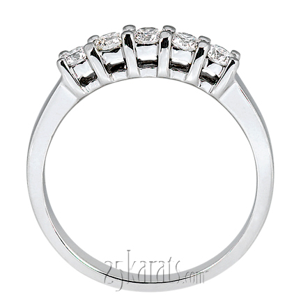 Five Stone Round Cut Prong Set  Diamond Anniversary Ring (0.50 ct.tw) - view 5