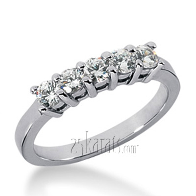 Five Stone Round Cut Prong Set  Diamond Anniversary Ring (0.50 ct.tw) - view 7