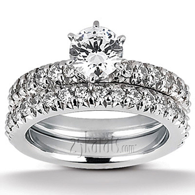 0.80 ct. Round Cut Prong Set Diamond Bridal Ring - view 3