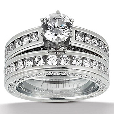 Round Cut Channel Set Ladies Diamond Wedding Band (0.99 ct.tw) - view 3