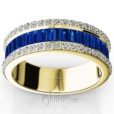 Sapphire Baguette and Brilliant Round Diamond Anniversary Band - view 8 of 8