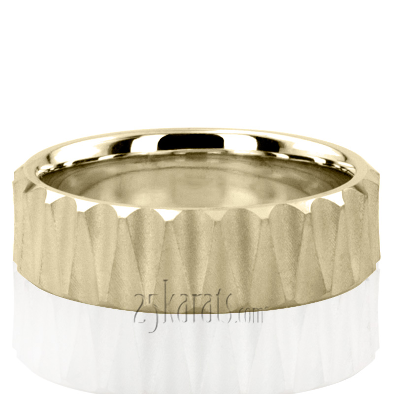 Triangle Carved Basic Wedding Band - view 2