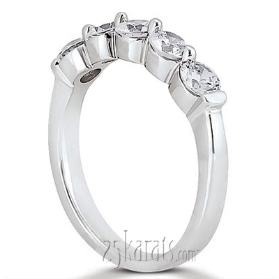 Five Stone Prong Set Diamond Wedding Band (0.75 ct.tw) - view 3