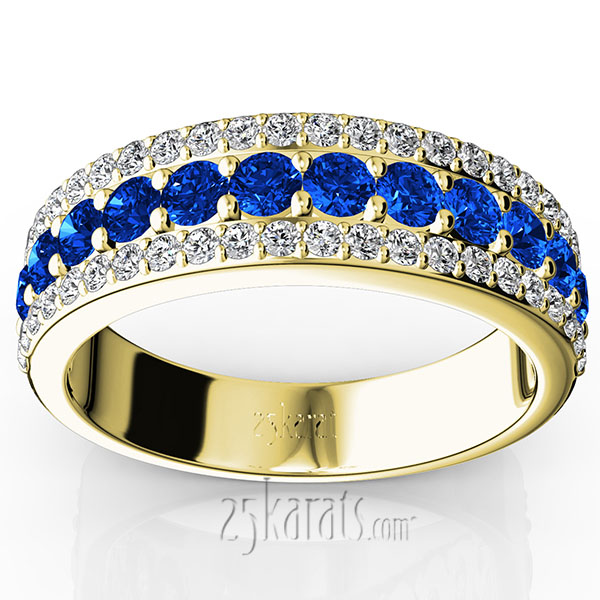 Diamond Cut Sapphire and Brilliant Diamond Anniversary Band (1/2 ct. tw.) - view 7