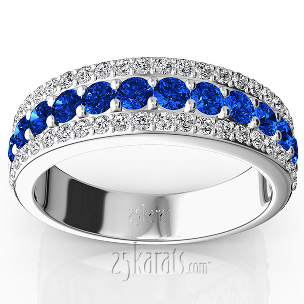 Diamond Cut Sapphire and Brilliant Diamond Anniversary Band (1/2 ct. tw.) - view 8