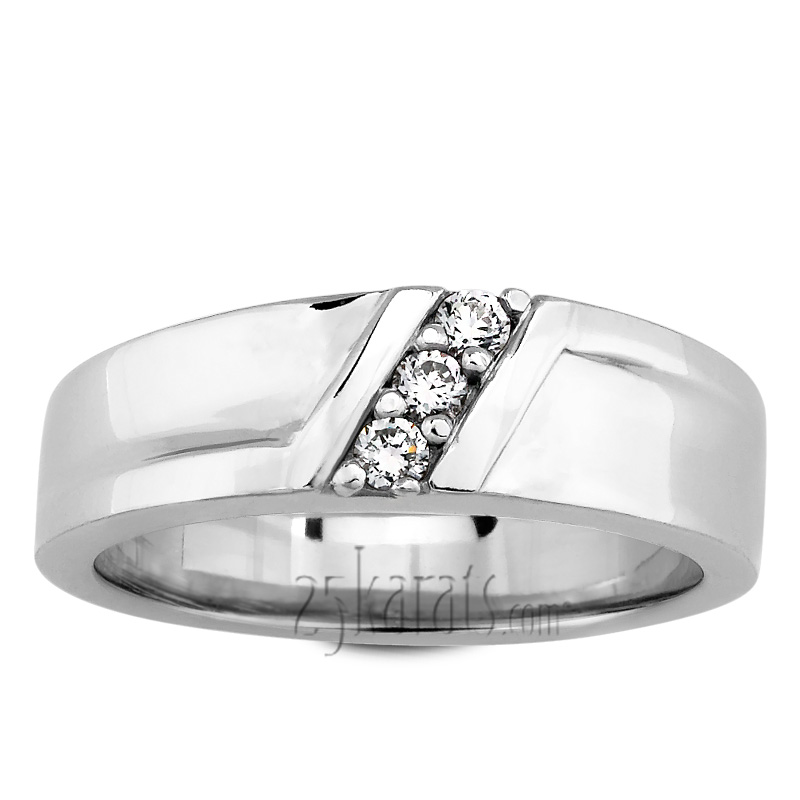 0.15 ct. Round Cut Three Stone Diamond Men Band - view 2