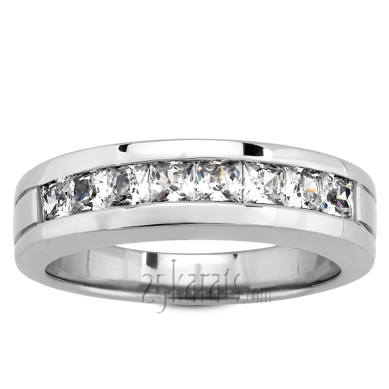 Channel Set Princess Men Diamond Ring (1.36 ct.tw) - view 2