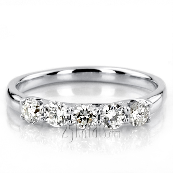 Low Set Trellis Setting 5-Stone Round Shank Anniversary Ring (3/4 ct. tw.) - view 7