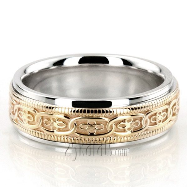 Classic Floral Carved Celtic Wedding Ring  - view 4