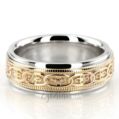 Classic Floral Carved Celtic Wedding Ring  - view 4 of 5