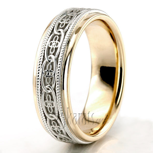 Classic Floral Carved Celtic Wedding Ring  - view 5