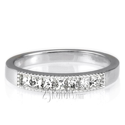 Princesss Cut Channel Set Milgrain Edge Diamond Wedding Ring (0.40 ct.tw.) - view 4 of 5