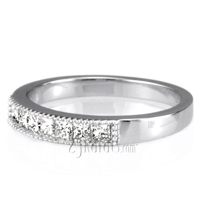 Princesss Cut Channel Set Milgrain Edge Diamond Wedding Ring (0.40 ct.tw.) - view 5 of 5