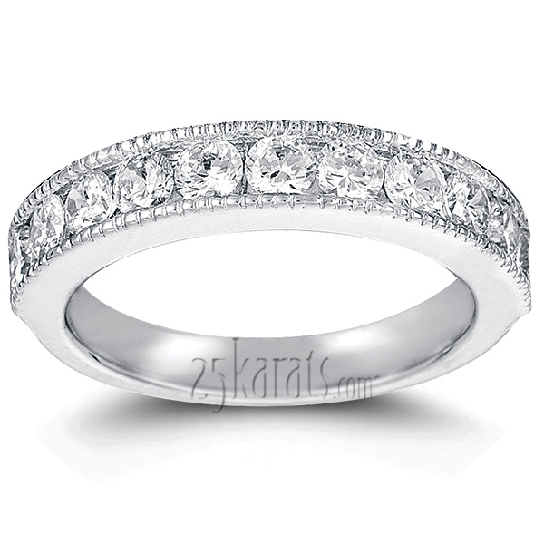 Channel Set Round Cut Diamond Wedding Band (0.99 ct.tw) - view 6