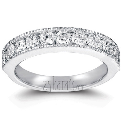 Channel Set Round Cut Diamond Wedding Band (0.99 ct.tw) - view 6 of 7