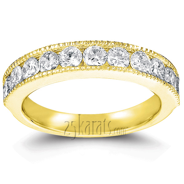 Channel Set Round Cut Diamond Wedding Band (0.99 ct.tw) - view 7