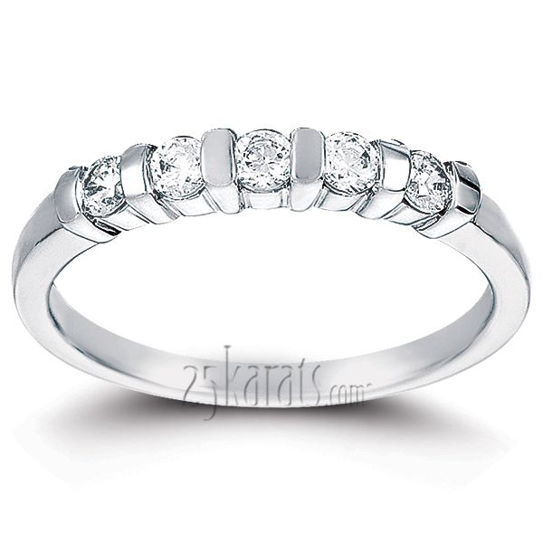 Bar Set Round Cut Diamond Anniversary Ring (1/6 ct. tw.) - view 5