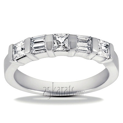 Bar Set Princess and Round Diamond Women Anniversary Band (3/4 ct. tw.)  - view 3 of 5