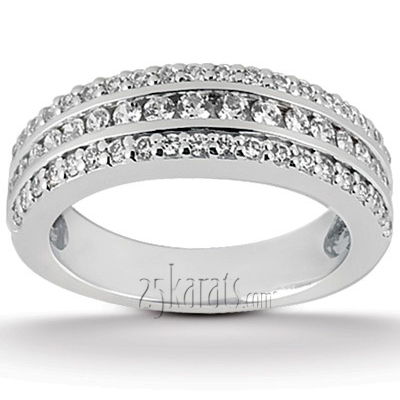 Triple Row Diamond Wedding Ring (0.57 ct.tw) - view 3