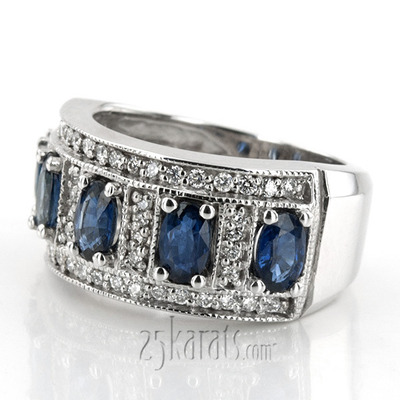 Oval Sapphire and Diamond Women Ring (3/8 ct. tw.) - view 2 of 4