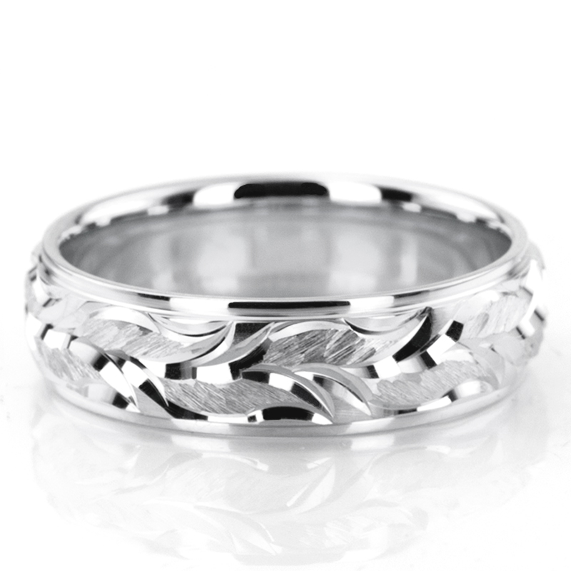 Floral Carved Fancy Wedding Ring - view 4