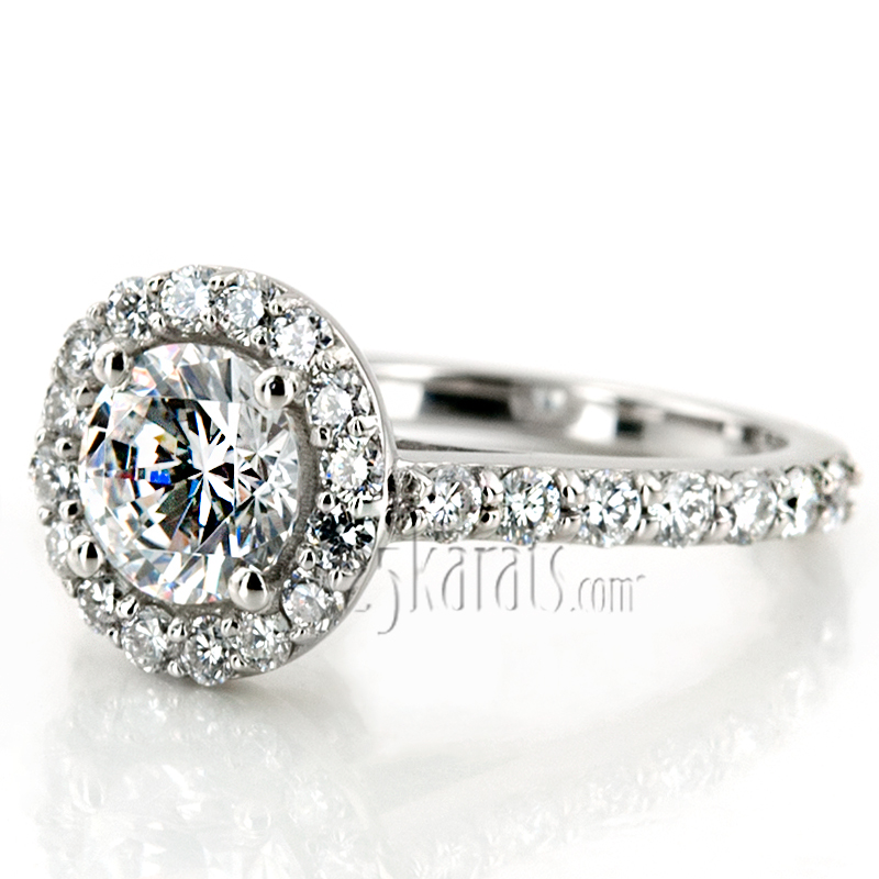 Halo Style Pave Set Diamond Engagement Ring (3/4 ct. t.w.) - view 6